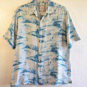 Margaritaville Silk Linen Men Short Sleeve Shirt Tropical Nautical Men's Size XL
